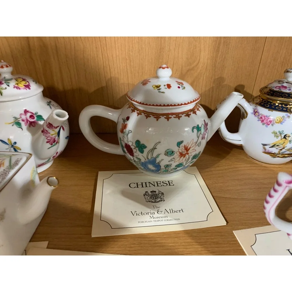 Franklin Mint Rare Porcelain Teapot Cottage French Country Minimalist Luxe 11 pc
